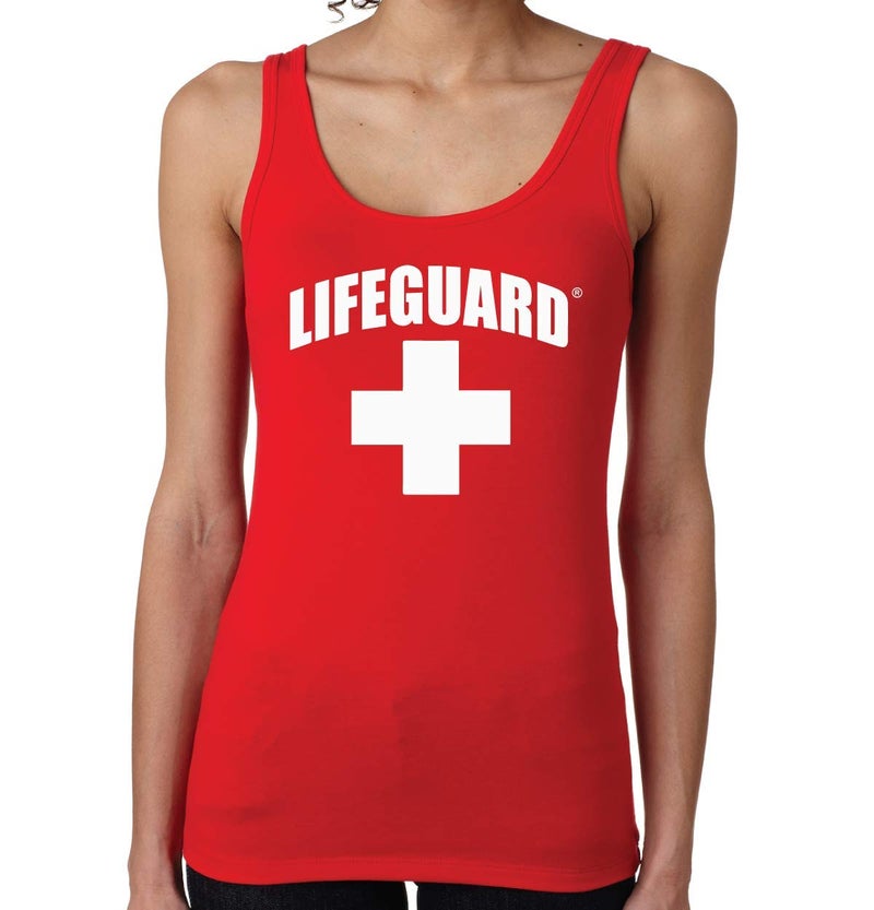 LIFEGUARD Officially Licensed Womens Printed Tank Top Cotton Red Large - Image 1